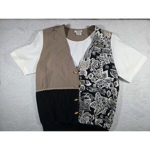 Vintage 90s Color Block Abstract Print Sleeveless Blouse Size 12